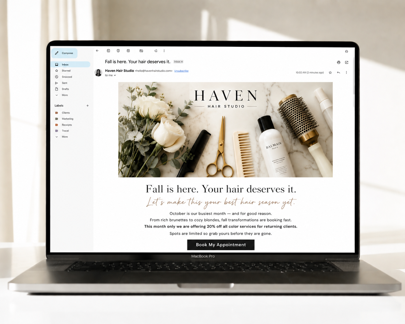 Hair salon email campaign